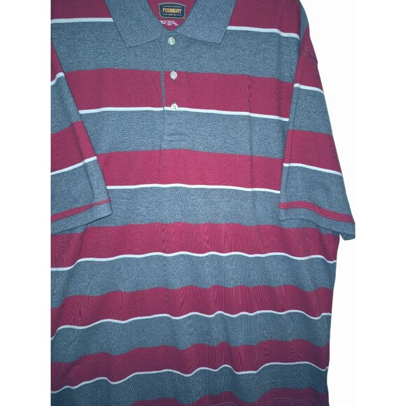 The Foundry Mens 2XLT Striped Polo Shirt Gray & Red Cotton Blend Short Sleeve - Picture 5 of 7